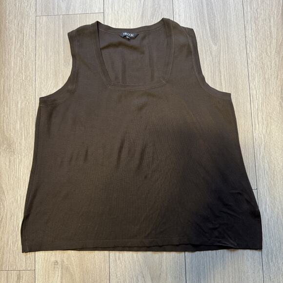 Misook Brown Sleeveless Classic Tank Top Women's XL Stretch - Picture 1 of 11
